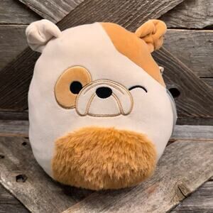 NWT- Brock, The Winking Bull Dog, Brown & White, Original Plush Squishmallow, 8”